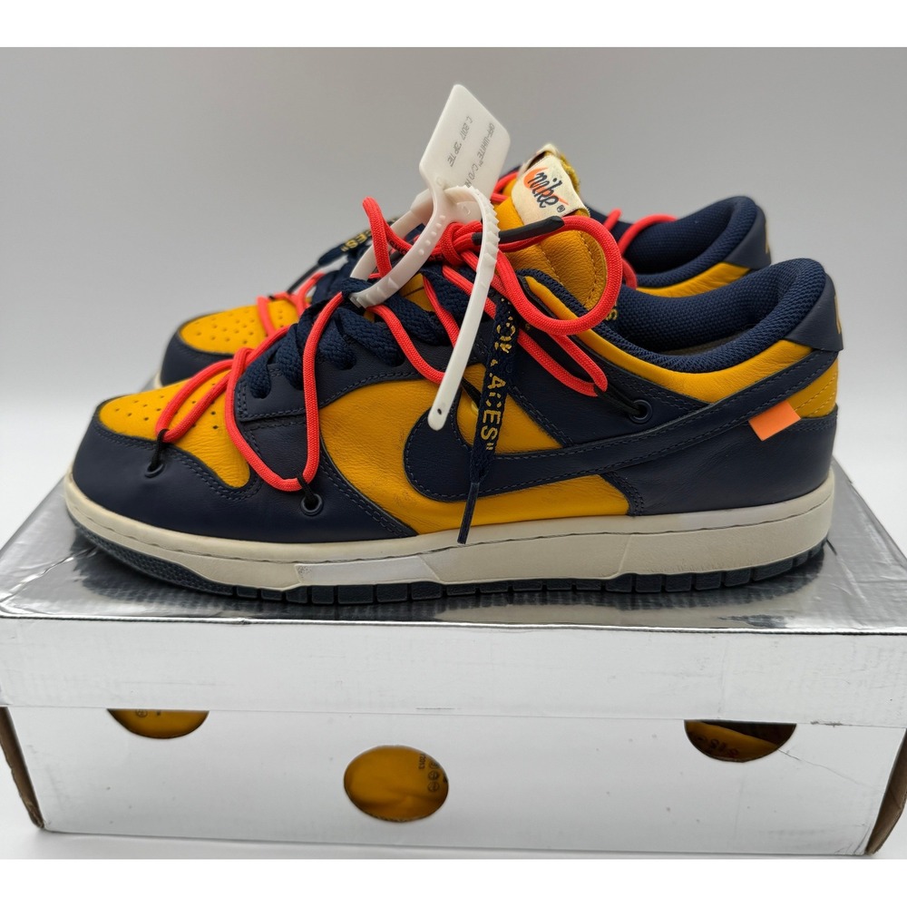 Nike Dunk Low Off-White University Gold Michigans OG All Midnight Navy 9.5M/11W